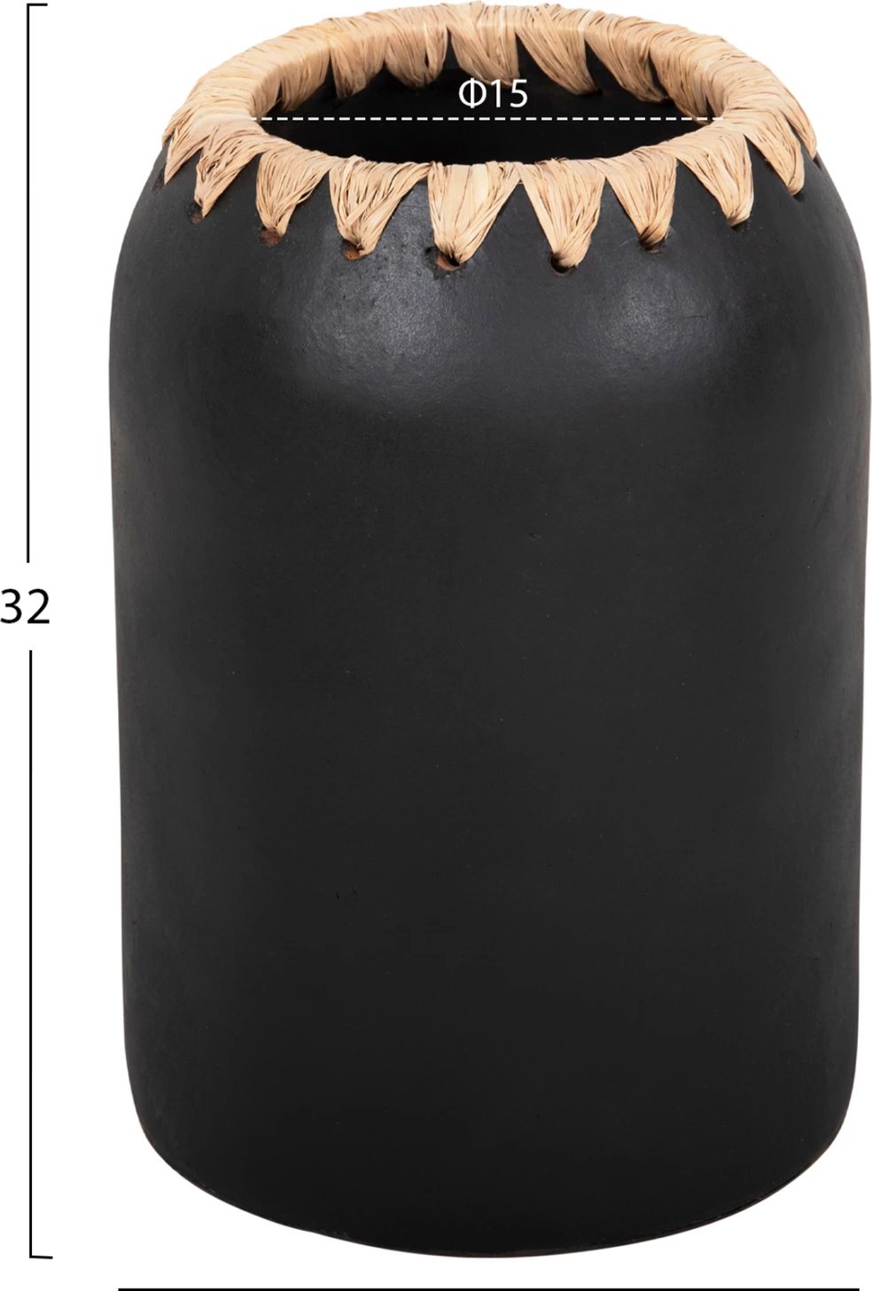 Vazo dekorative FH4376 terrakote, ngjyrë bardhë, me thurje kashte në buzë, Φ21Χ32H cm Vazo dekorative FH4376 terrakote, ngjyrë bardhë, me thurje kashte në buzë, Φ21Χ32H cm