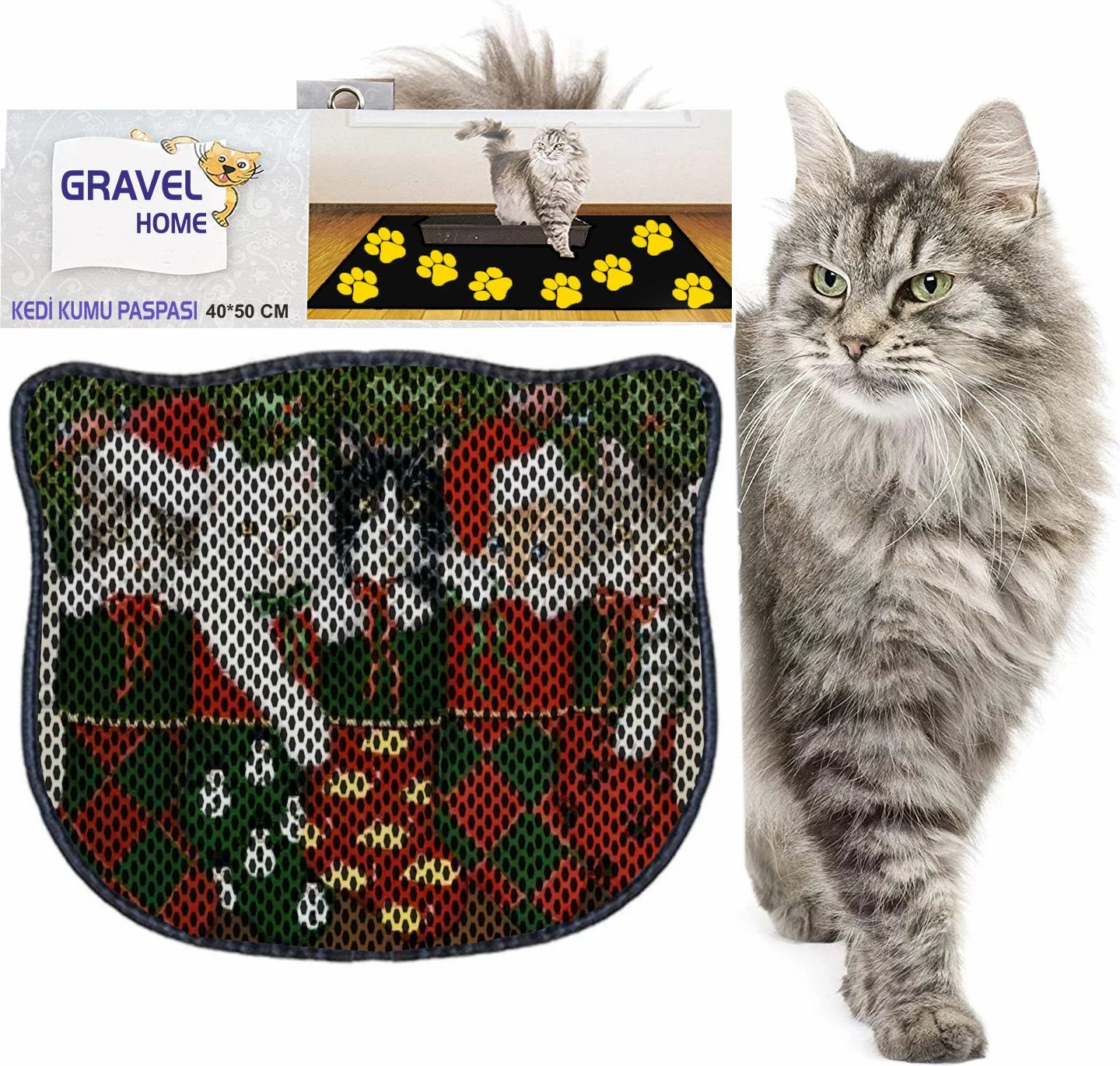 Tapet për rërë mace, shumëngjyrësh, Paws & Whiskers, Kdkafa0169