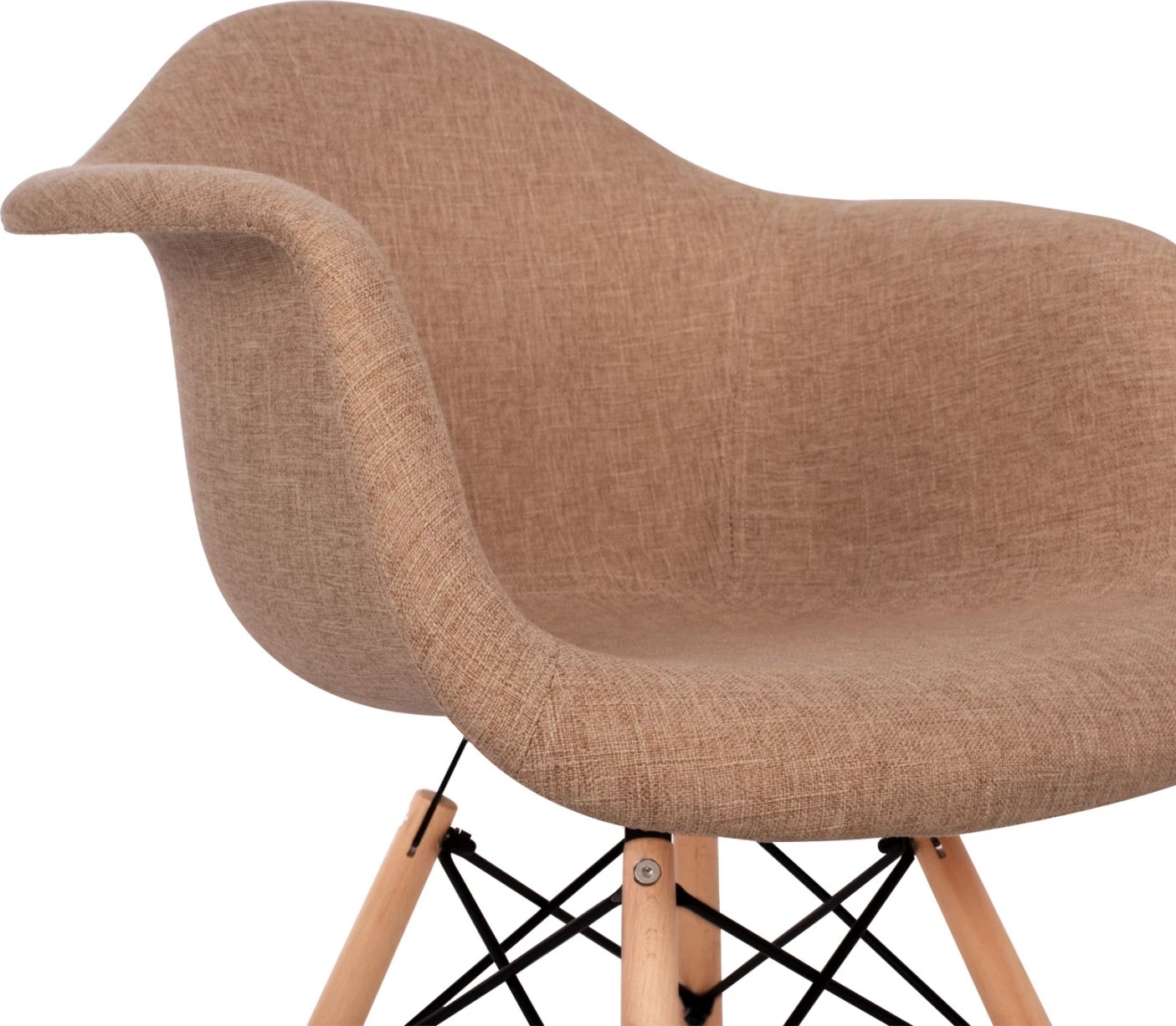 Karrige me krahë, këmbë druri dhe pëlhurë bezhë Mirto FH005.63, 63x57x81 cm, set prej 2 copë