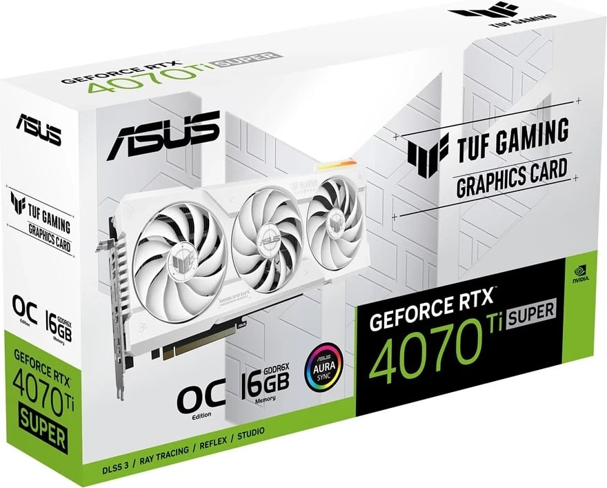 Kartë Grafike ASUS TUF Gaming TUF-RTX4070TIS-O16G-WHITE-GAMING, NVIDIA GeForce RTX 4070 Ti SUPER, 16 GB GDDR6X, e bardhë Kartë Grafike ASUS TUF Gaming TUF-RTX4070TIS-O16G-WHITE-GAMING, NVIDIA GeForce RTX 4070 Ti SUPER, 16 GB GDDR6X, e bardhë