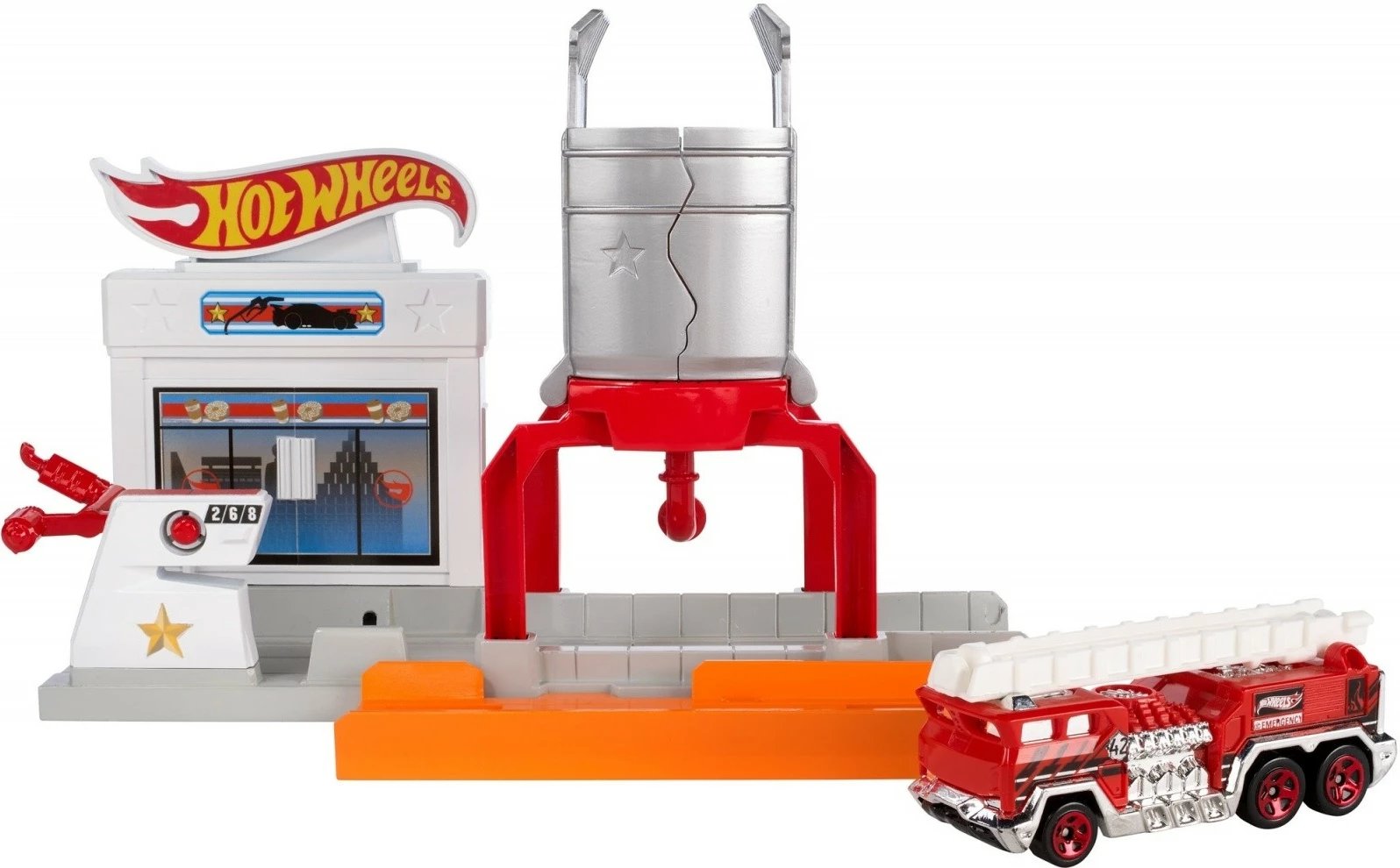 Set lodrash Hot Wheels Blaze Blast, me veturë lodër, plastikë, gri/portokalli/e kuqe