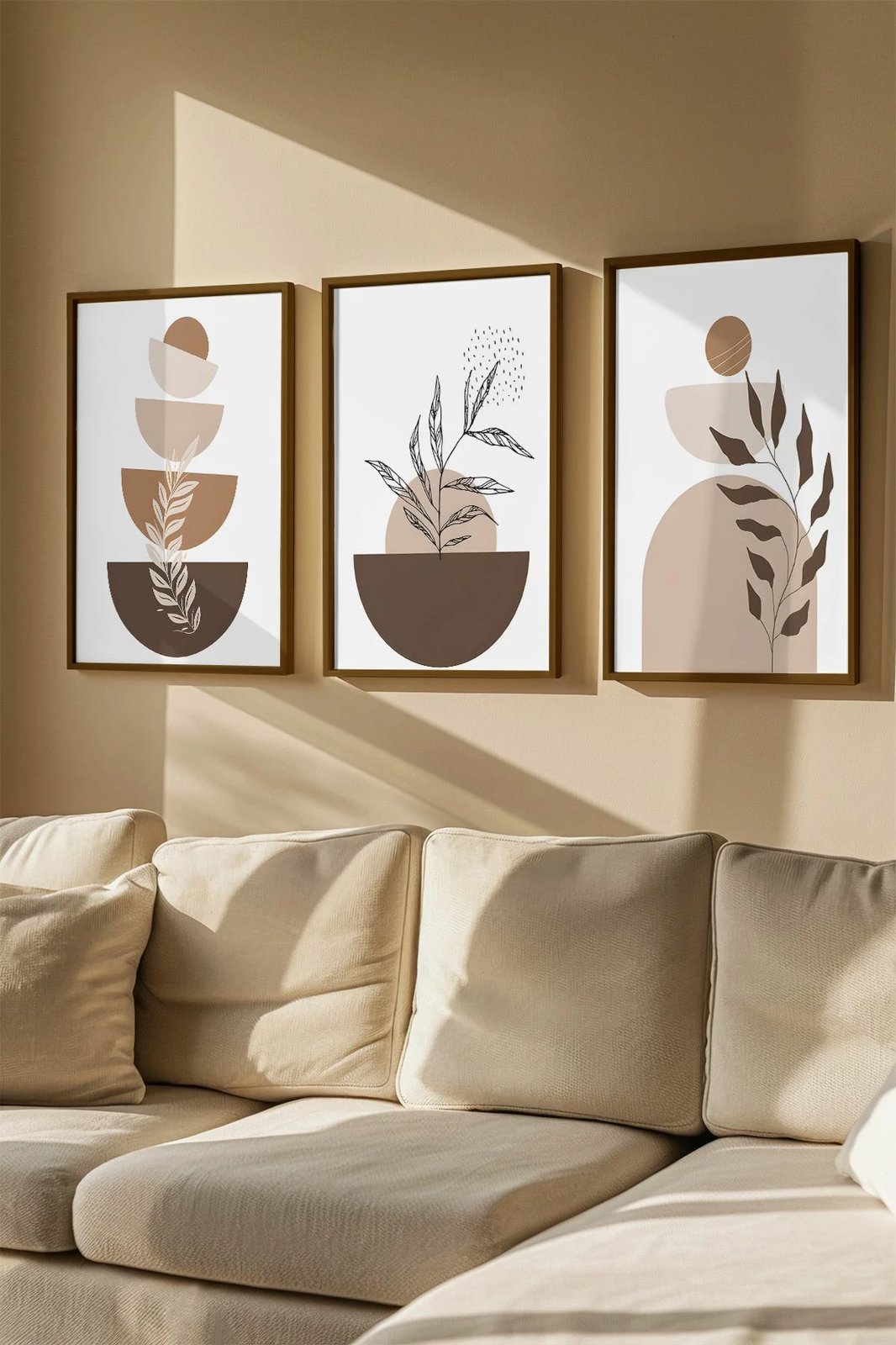 Set pikturash dekorative me kornizë, 3 copë, Wallity, Artvmodel4-Kahve