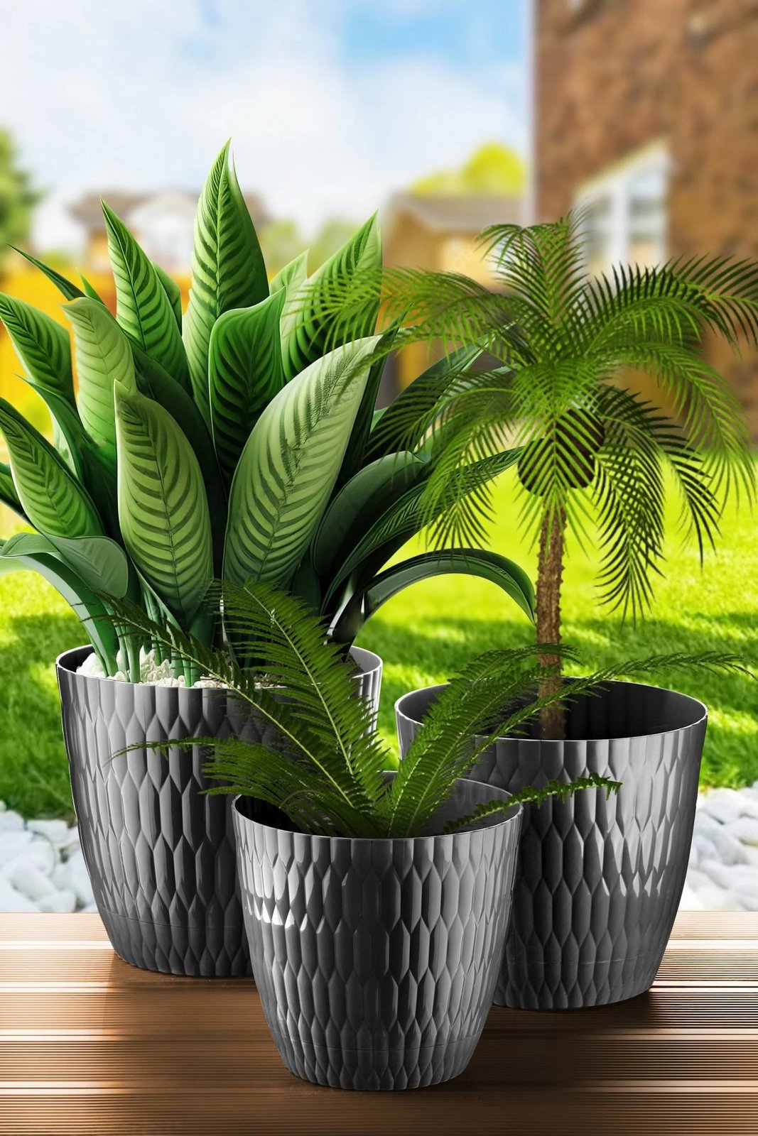 Set vazoje dekorative, ngjyrë antracit, Evila Originals, DSNSKS-3-2