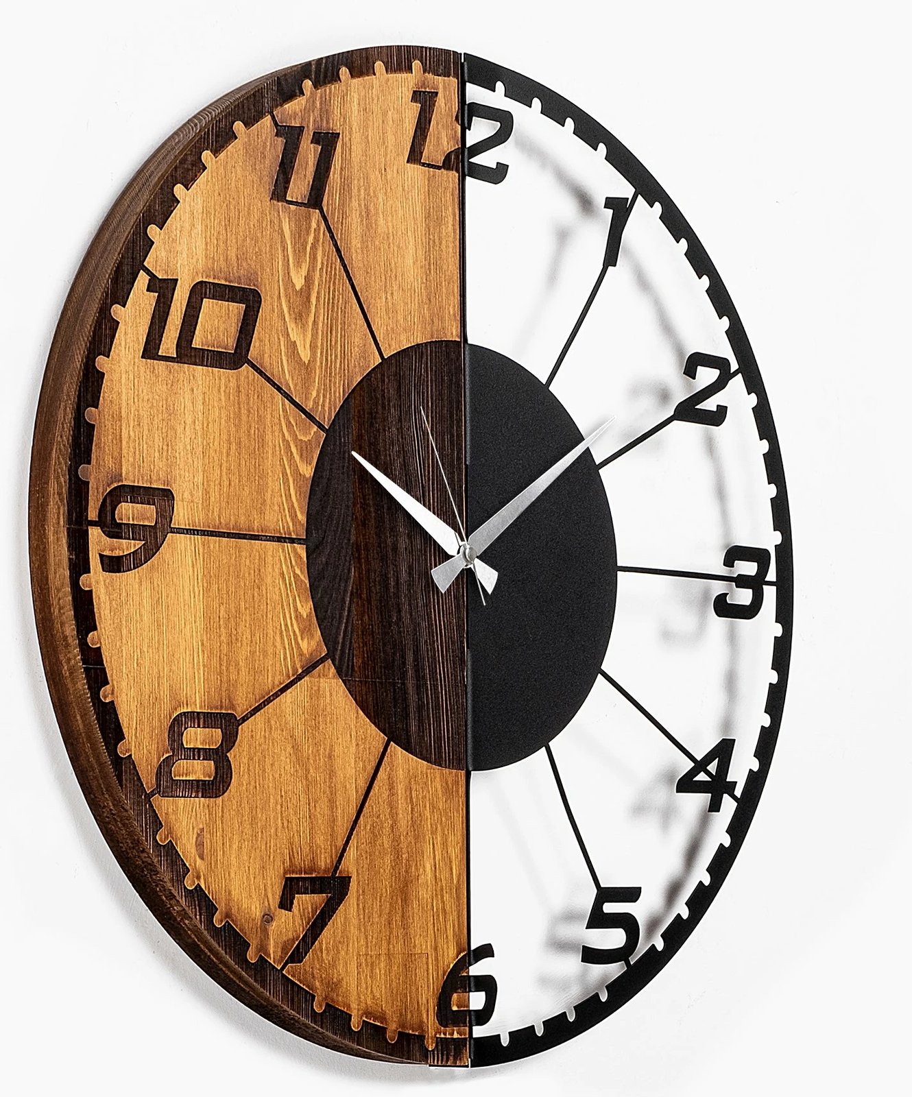 Orë muri dekorative prej druri, Wallity, Linear, ngjyrë arre dhe e zezë