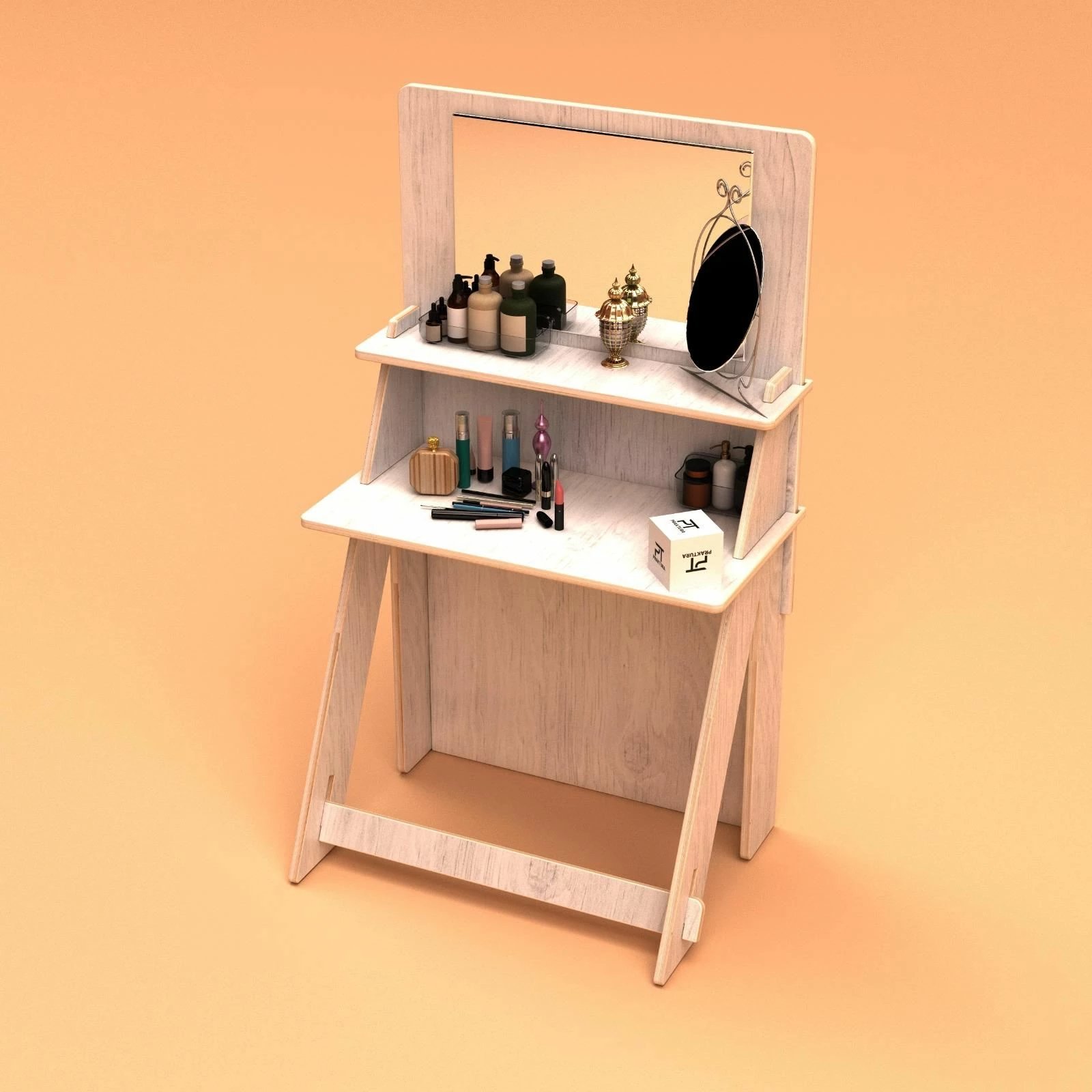 Tavolinë grimi Skye Decor, ngjyrë druri natyral