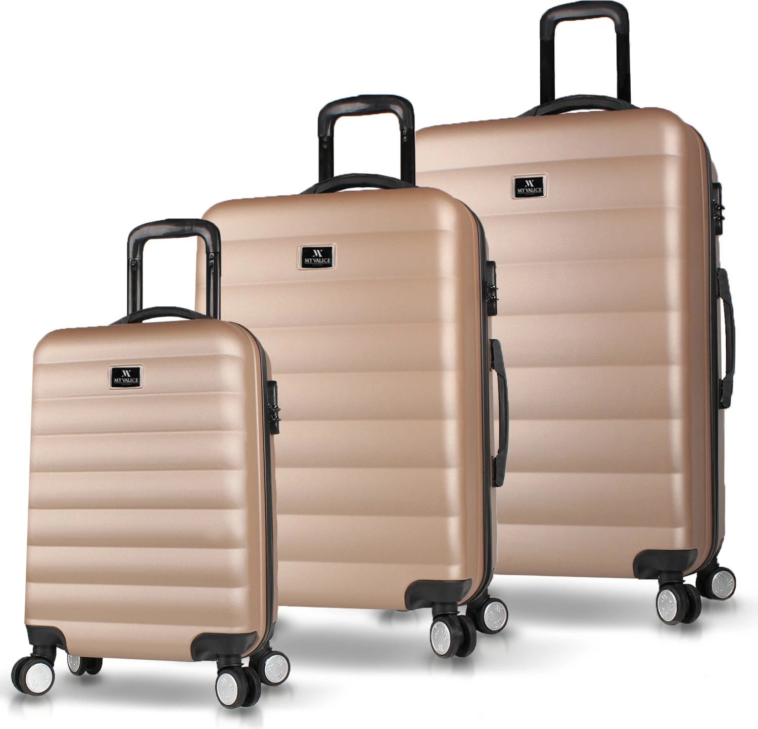 Set valixhesh (3 copë), ngjyrë ari, Zoozie Bags, 6414