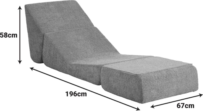 Fotel-krevat Ferderina, material stof, ngjyrë gri e çelët, 66x102x73cm