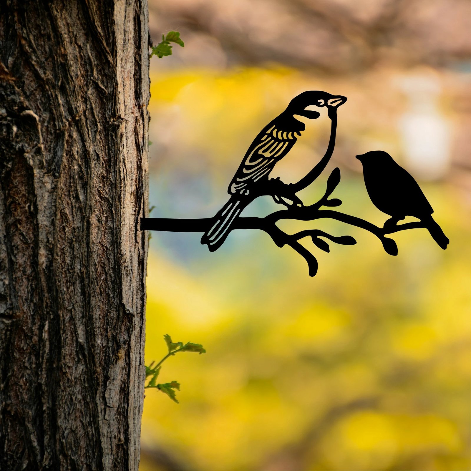 Dekor për kopsht, zogj në degë, ngjyrë e zezë, Aberto Design, 40x20cm