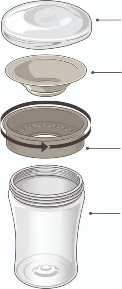 gotë bebe trajnimi 360°, NUK, Magic, 230ml, BPA-free, me kapak, e kuqe