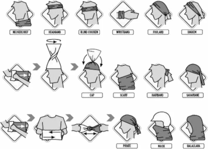 Shami multifunksionale Buff për meshkuj dhe femra, gri