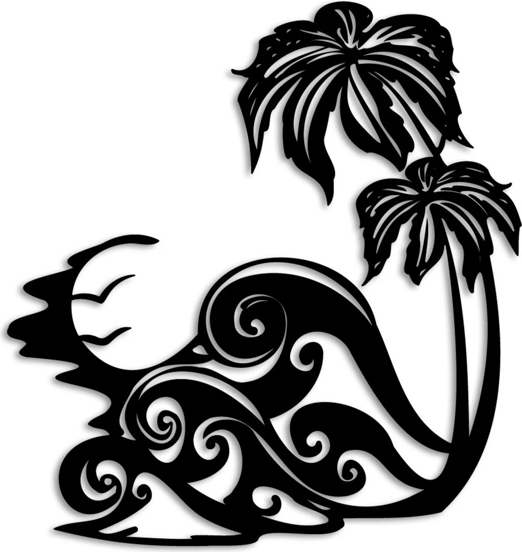 Aksesor dekorativ metalik për mur, Waves 2, ngjyrë e zezë, Wallity, 53x57cm