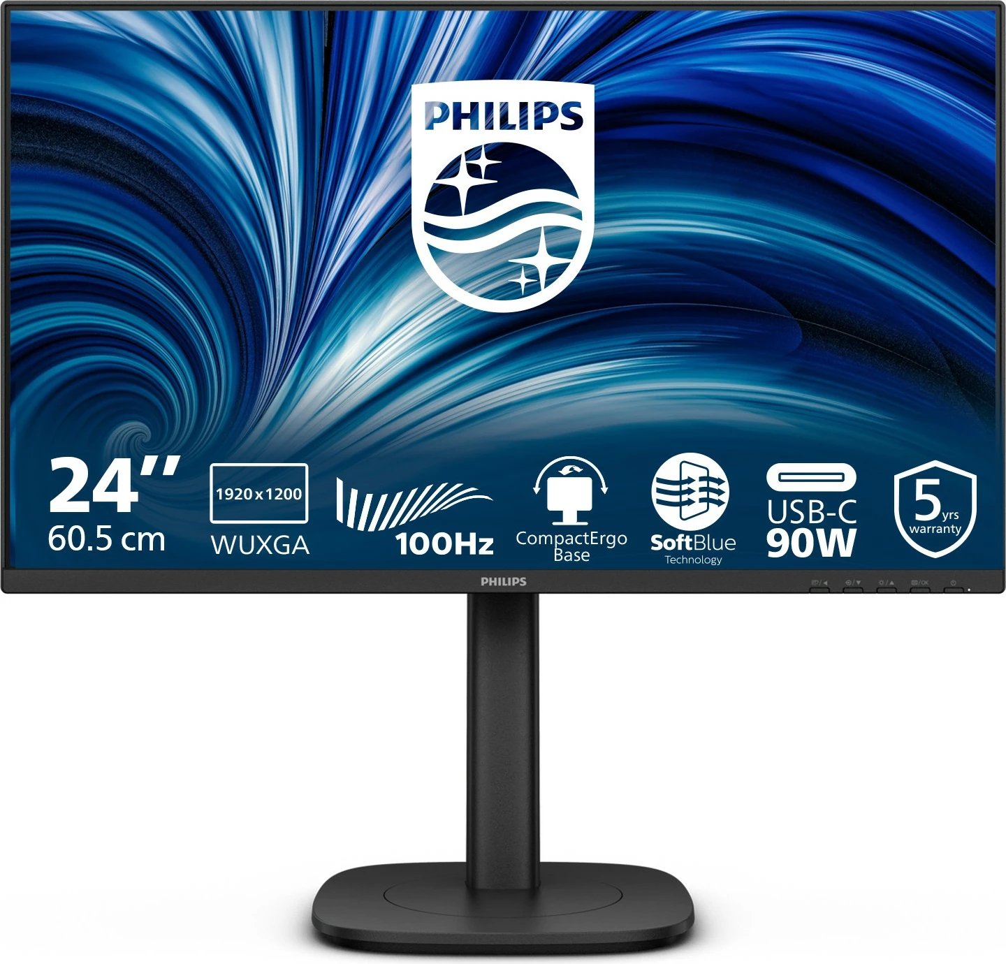 Monitor Philips 24B2U3301D, 24 inç, Full HD, 120Hz, HDMI, DP, USB-C, zi