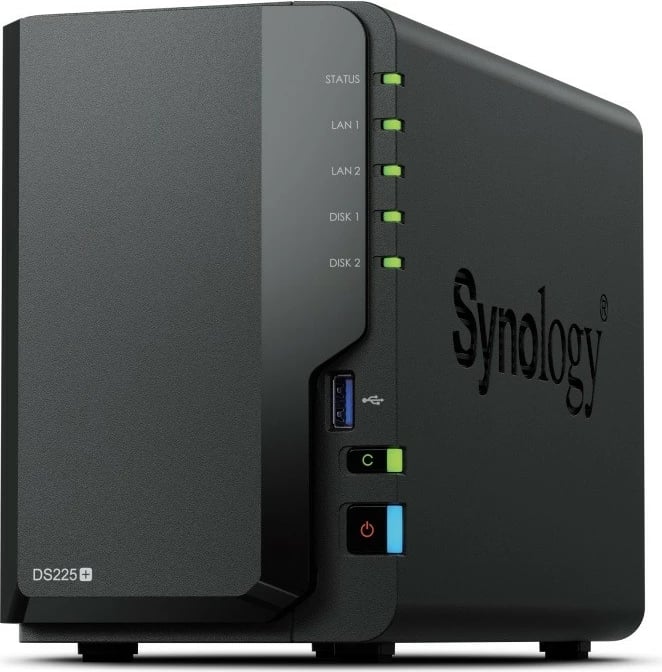 NAS Synology DS225+, 2x HDD/SSD, 2GB RAM DDR4, Intel Celeron J4125, Zezë