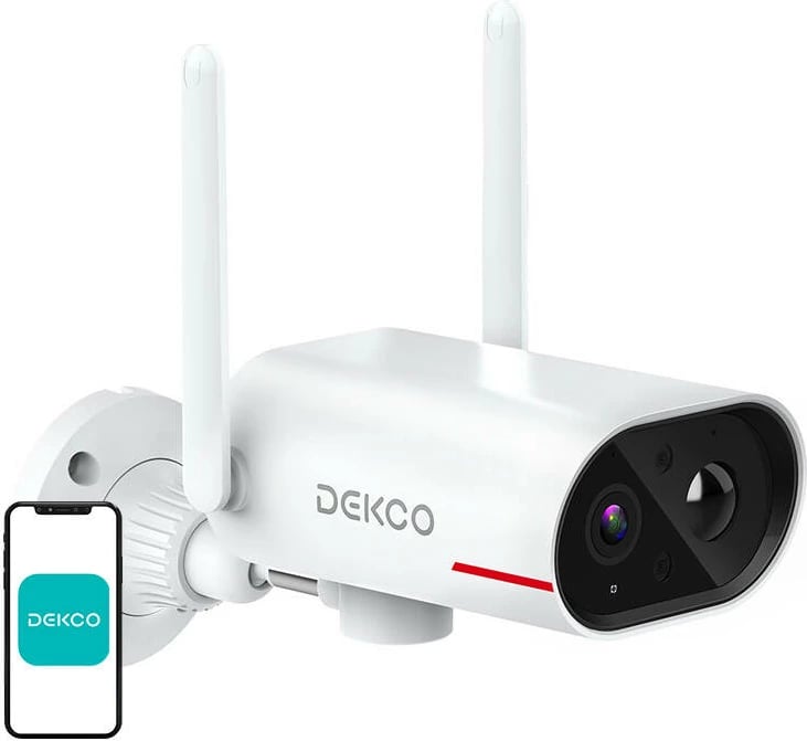 Kamerë IP e jashtme DEKCO DC8L me panel diellor, 3MP, Wi-Fi, Bardhë