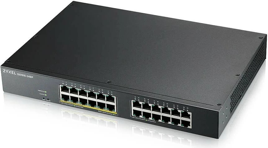 Switch i menaxhuar Zyxel GS1915-24EP, 24 porta Gigabit, 12 PoE, për rack, i zi Switch i menaxhuar Zyxel GS1915-24EP, 24 porta Gigabit, 12 PoE, për rack, i zi