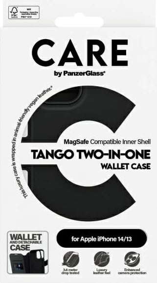 Mbështjellës PanzerGlass CARE Tango 2in1 me MagSafe për iPhone 13/14, i zi