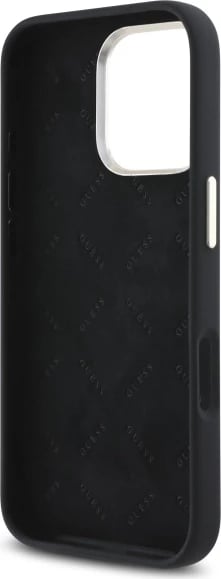 Mbështjellës Guess Silicone Logo Strass 4G për iPhone 16 Pro, i zi