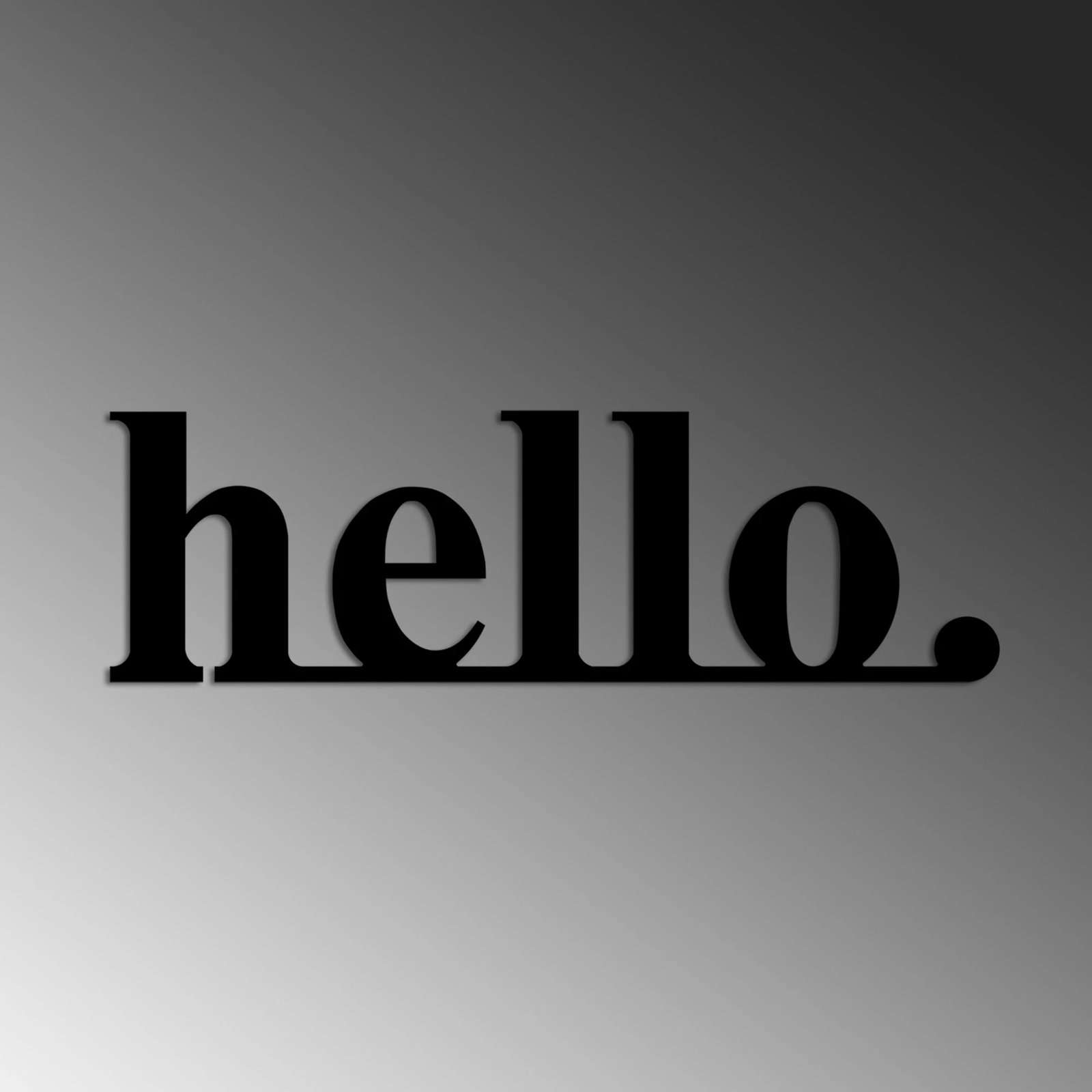 Aksesor dekorativ metalik për mur, Wallity, 'hello', ngjyrë e zezë, 70x21cm