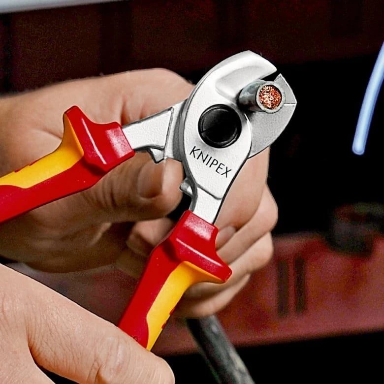 Krimpues kabllosh Knipex 95 16 165 T, 165 mm, Metal/Plastik, Zi/Verdhë