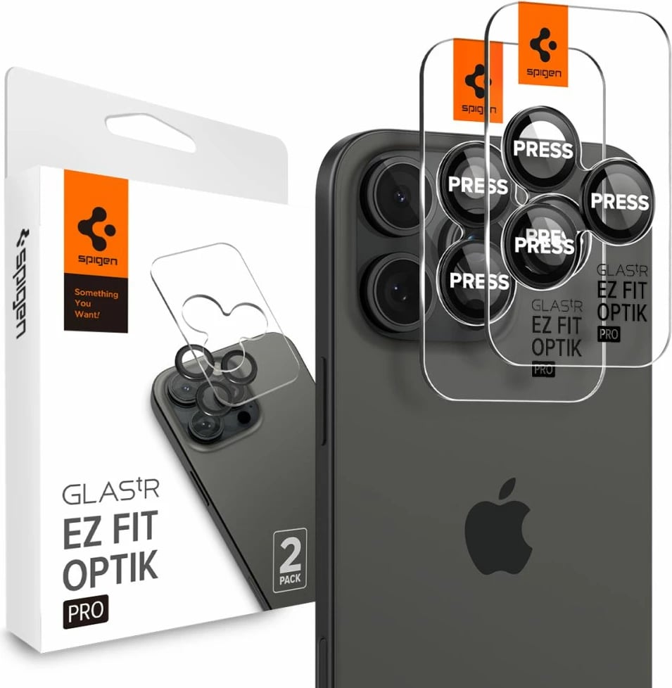 Mbrojtës xhami për kamerë Spigen Glas.tR EZ Fit Optik, për iPhone 14 Pro / Pro Max / 15 Pro / Pro Max / 16 Pro / Pro Max, 2 copë, Zi