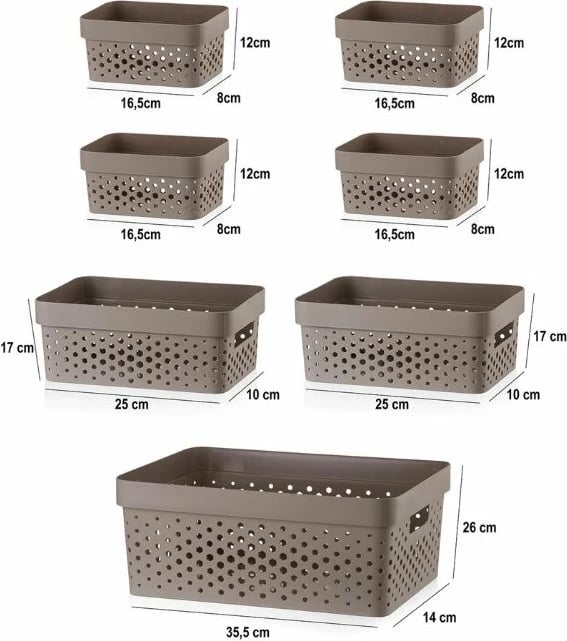 Set organizues për kuzhinë, 7 copë, Hermia, PZR-025, ngjyrë kafe
