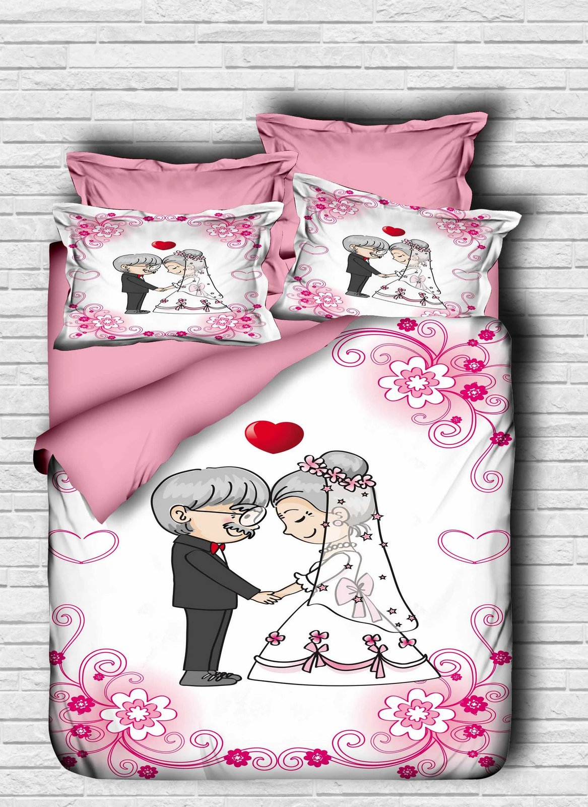 Set mbulesë për jorgan king size, L'essentiel, rozë dhe bardhë, 3 pjesë