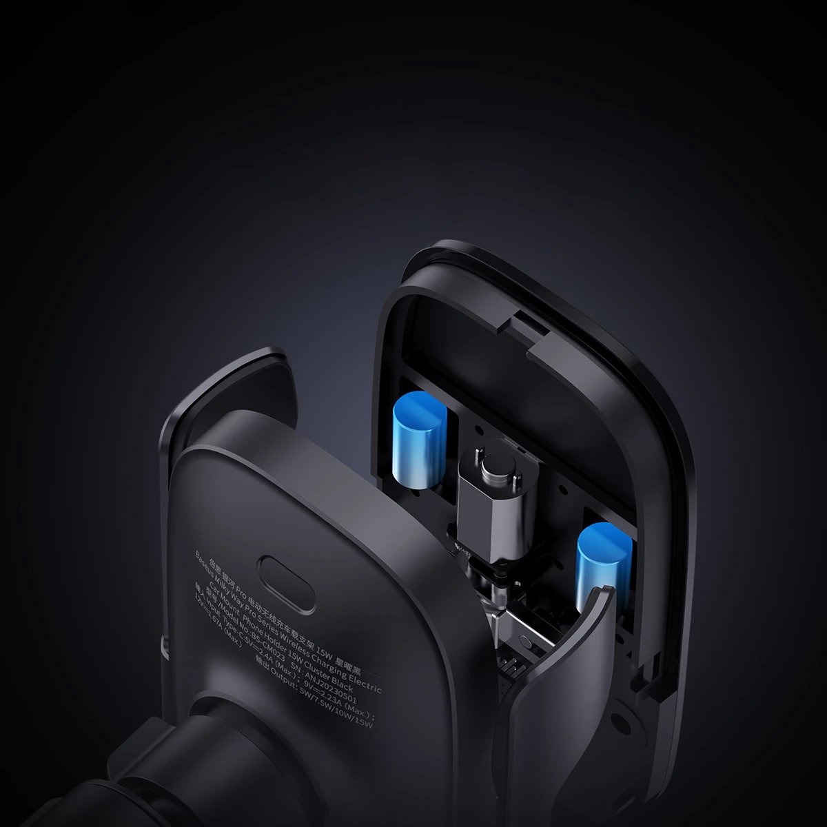 Mbajtës celulari Baseus Milky Way Pro Series BS-CM023 me karikim wireless 15W, zi