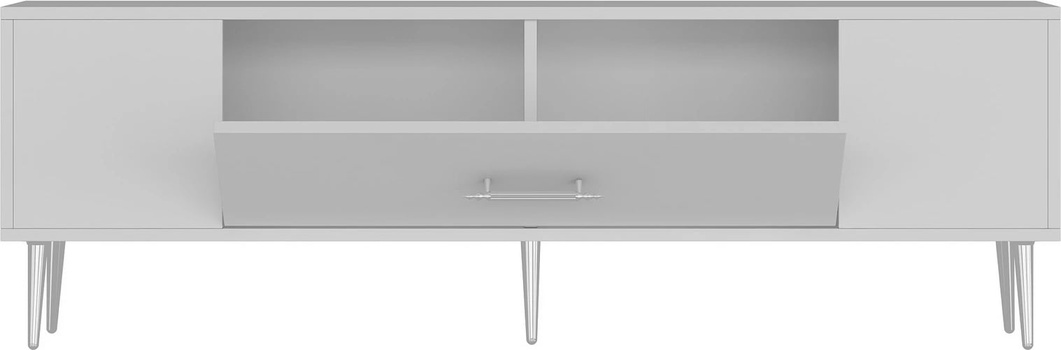 Komodë TV Skye Decor, e bardhë, argjend