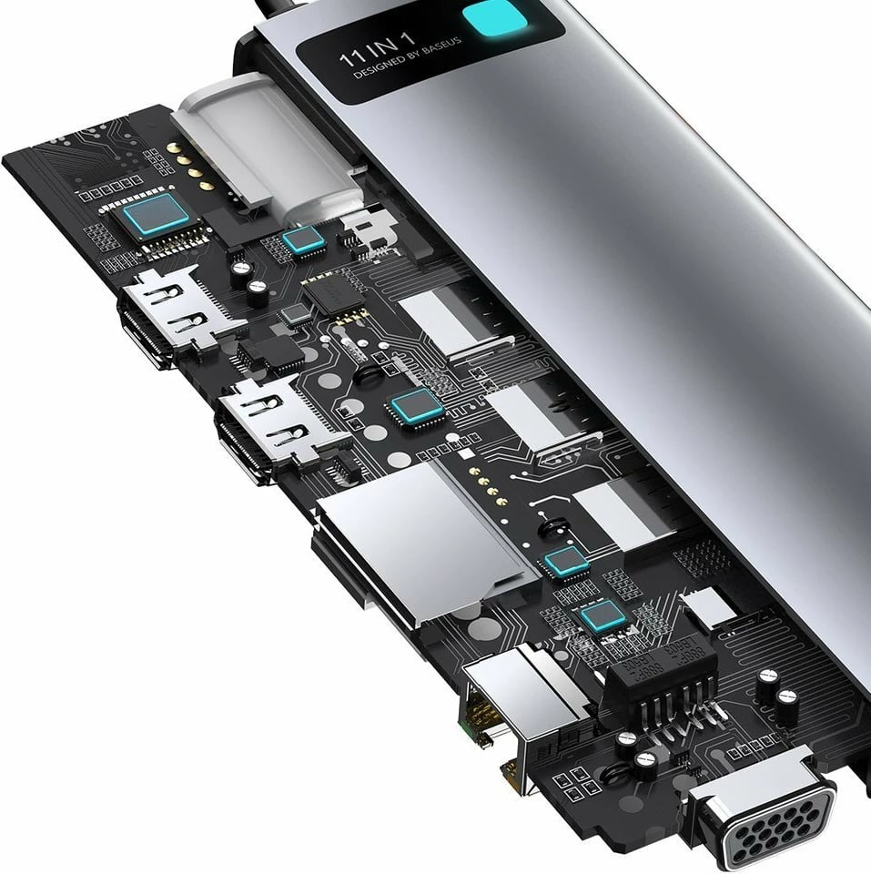 Kasë Baseus Metal Gleam 11in1, USB Type-C HUB, CAHUB-CT0G, Gri