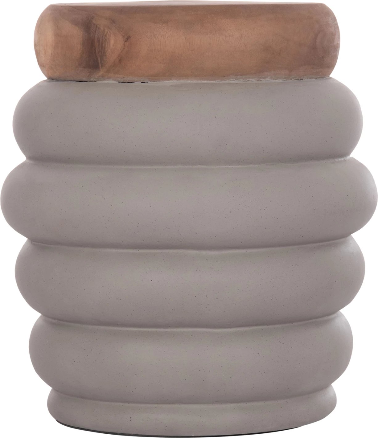 Tavolinë anësore PUFFAT, fibër-cement gri, sipërfaqe dru tik, FH18172.03, 45x46cm