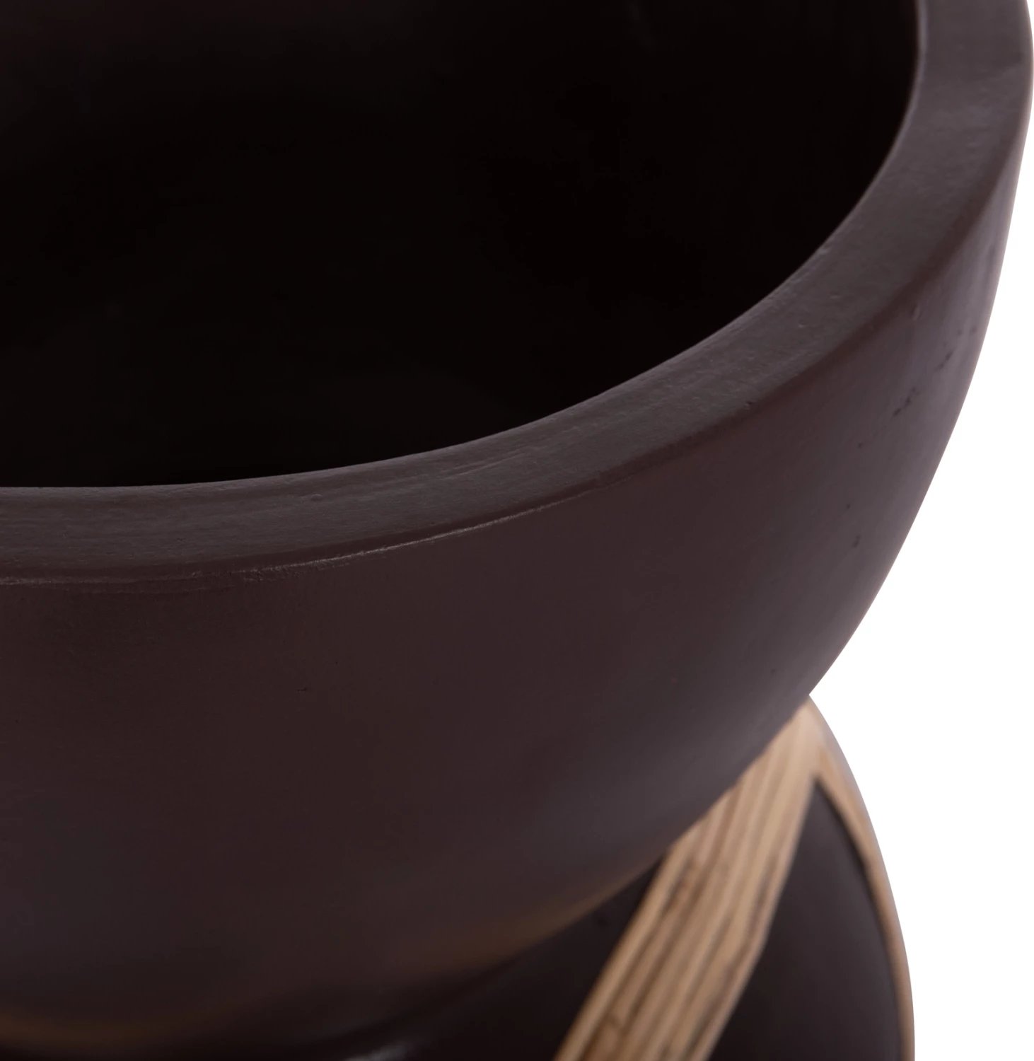 Vazo dekorative për dysheme MAYNARD, fibër-cement, ngjyrë çokollate, ratan, FH4672.07L, 32x62.5cm