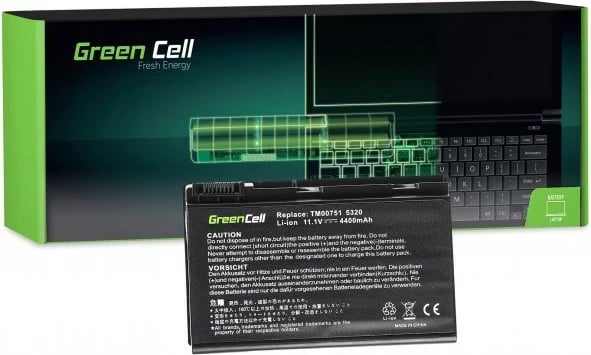 Bateri notebook Green Cell AC08 për Acer, 4400mAh, 11.1V, e zezë
