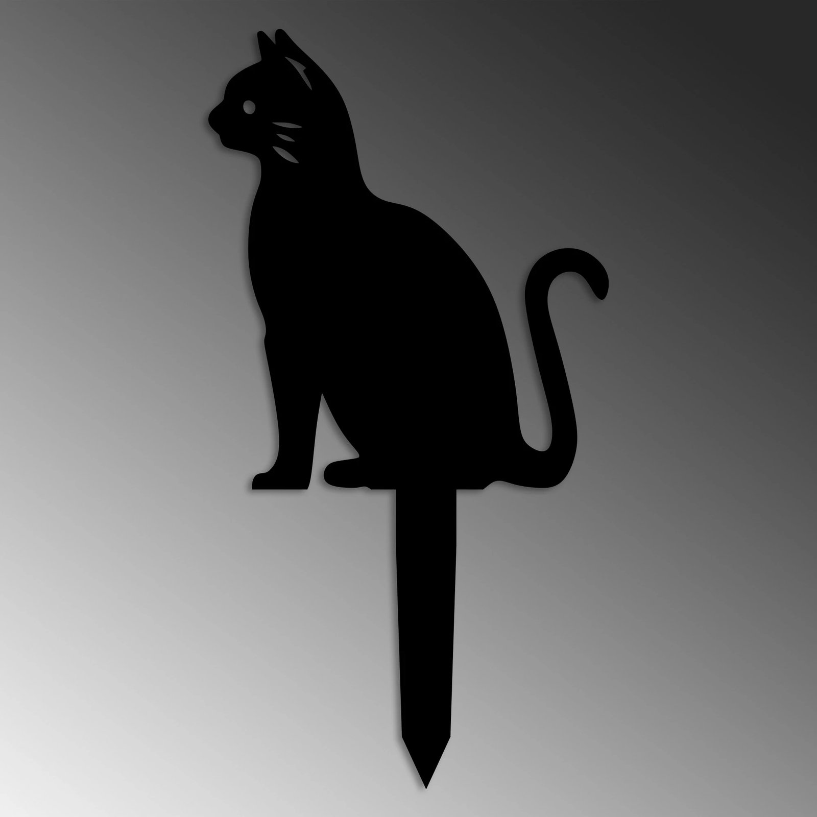 Dekor kopshti, formë mace, metal i zi, Aberto Design, Cat 02, 38x20cm