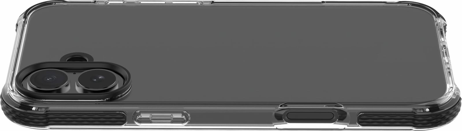 Mbështjellës Cellular Line Strong Guard për iPhone 16 Plus, transparent, i zi