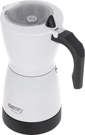 Mokapot elektrik, Camry, CR 4415W, 300 ml 6 filxhanë, 480W, bazë rrotulluese 360°, alumini, e bardhë