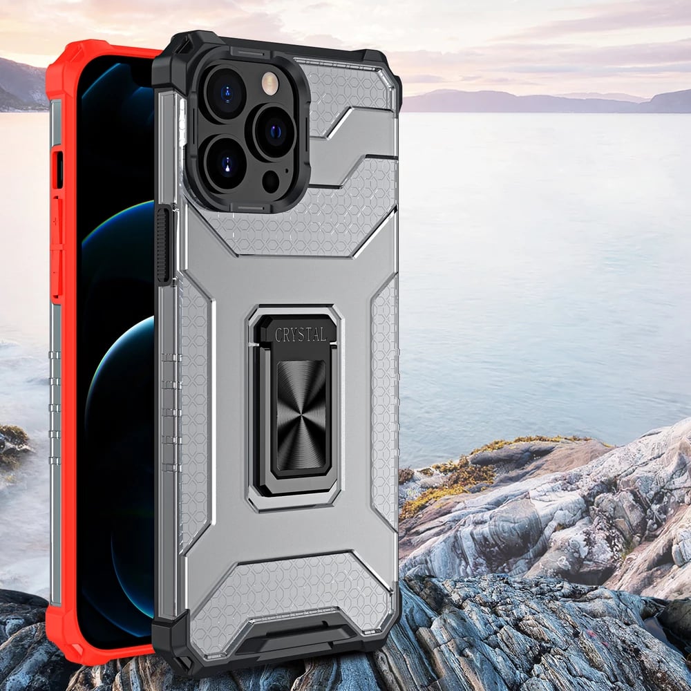 Mbështjellës Hurtel Crystal Ring Case për iPhone 13 Pro Max, me këmbëz, i gjelbër