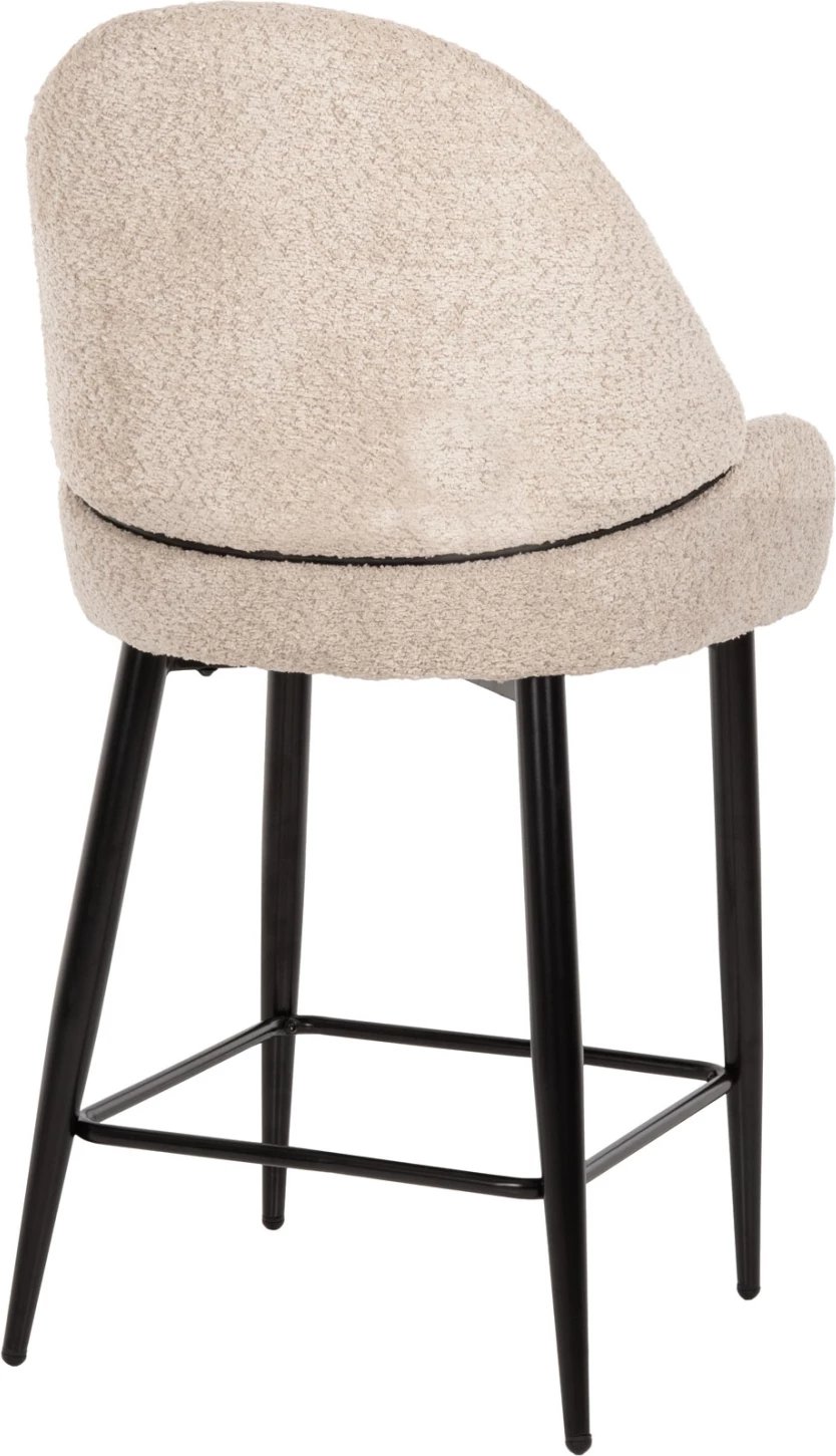 Karrige për bar, lartësi mesatare, FH8586.02, pëlhurë boucle ecru, këmbë metalike të zeza, 55x62x105H cm., set prej 2 copë