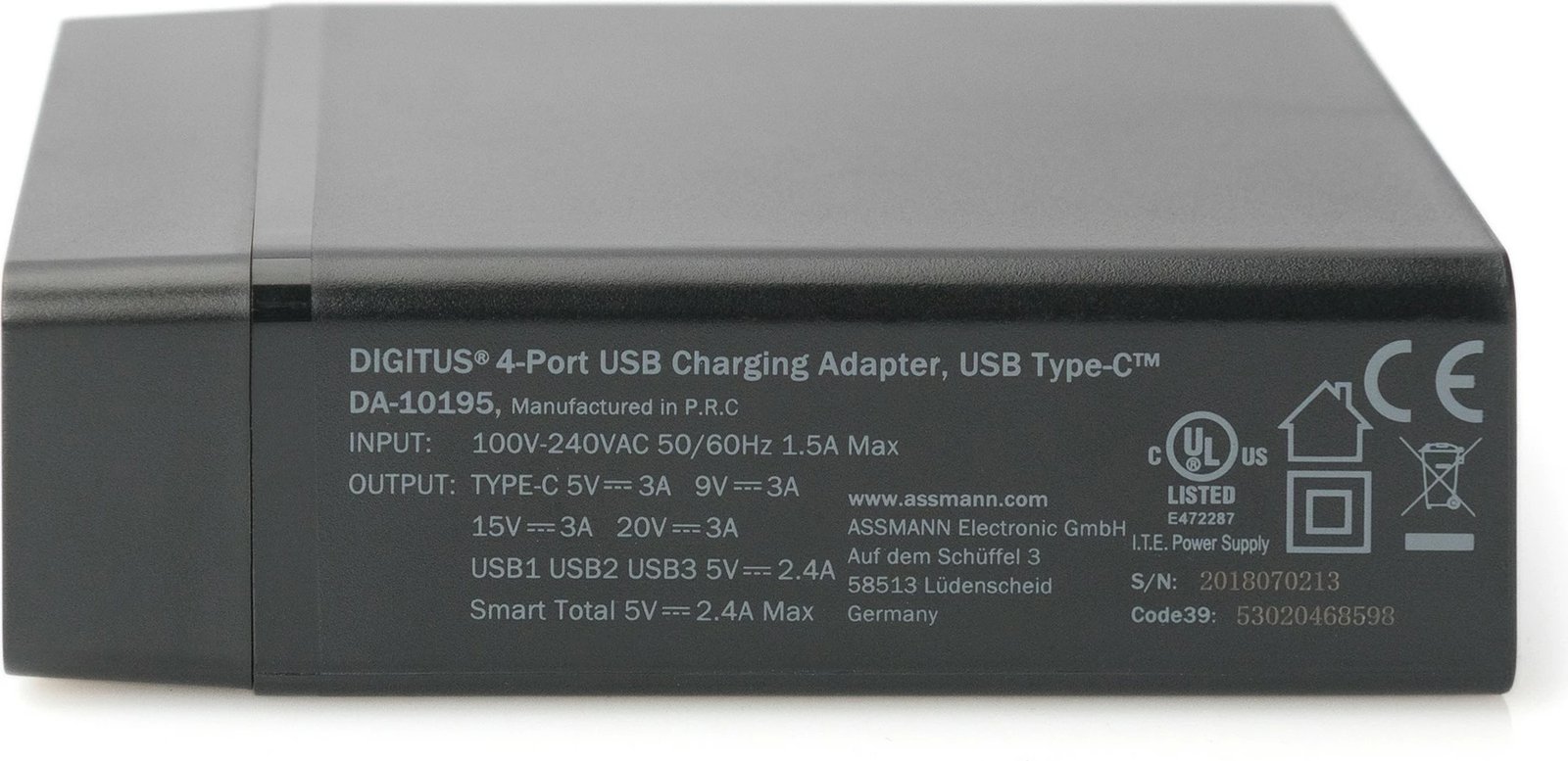 Karikues universal Digitus 4-Port, USB Type-C, 72W, i zi