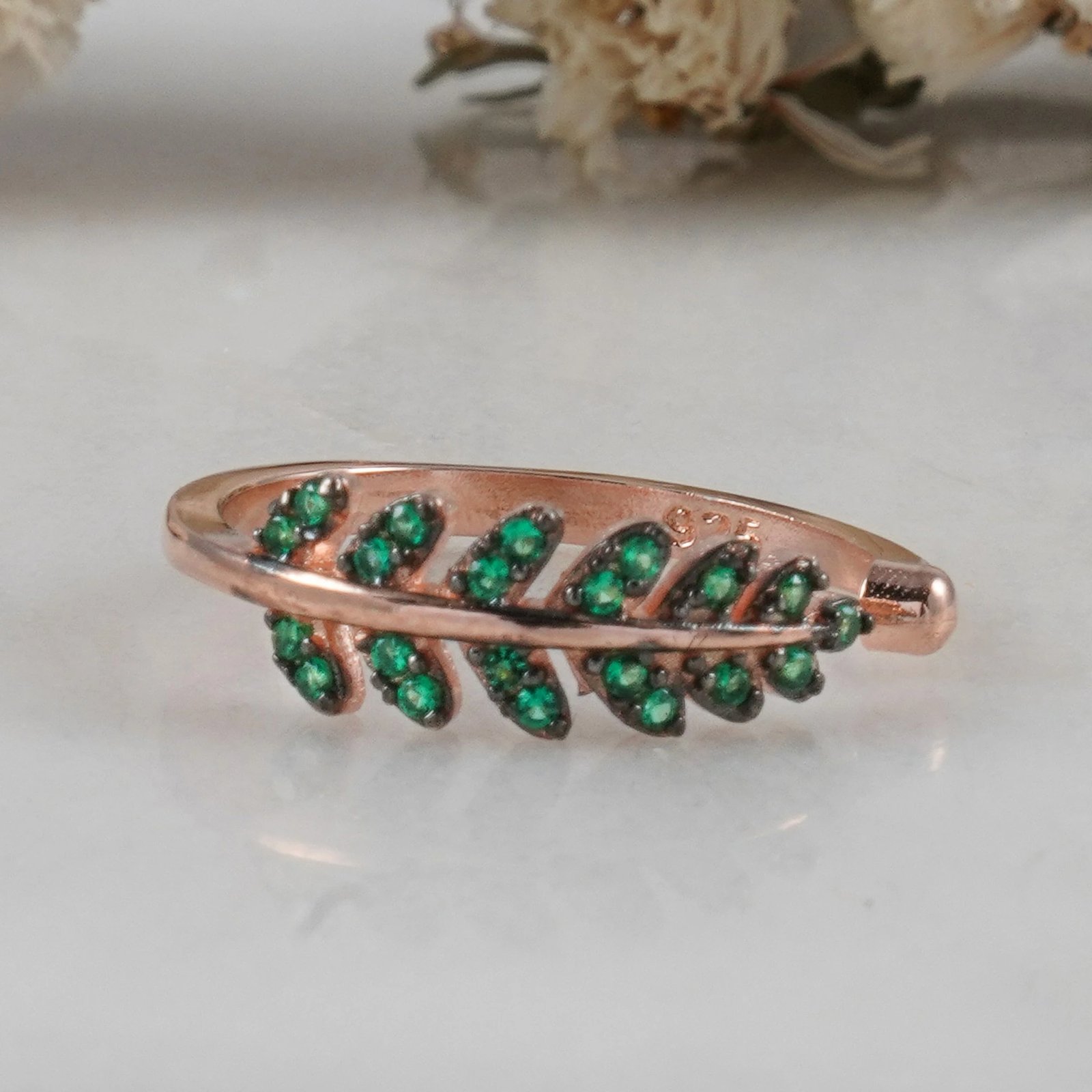 Unazë argjendi, ngjyrë rozë-ari dhe e gjelbër, Jumeon, 9947YESIL