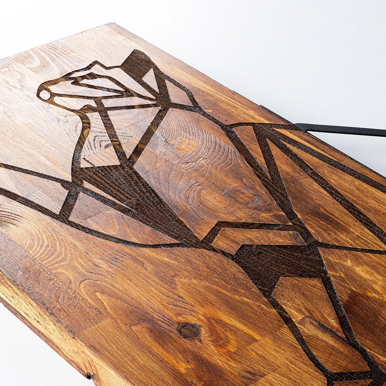 Aksesor dekorativ muri prej druri, mace, Wallity, ngjyrë arre dhe e zezë