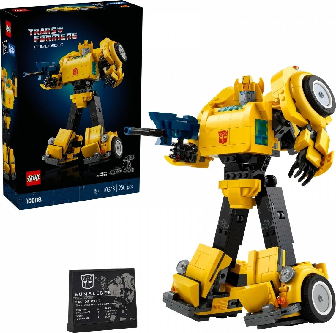 Set ndërtimi LEGO Icons Transformers Bumblebee 10338, 950 pjesë, e verdhë