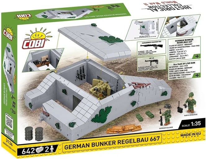 Set lodrash ndërtimi Cobi Klocki German Bunker Regelbau 667, 642 pjesë, me figura, plastikë