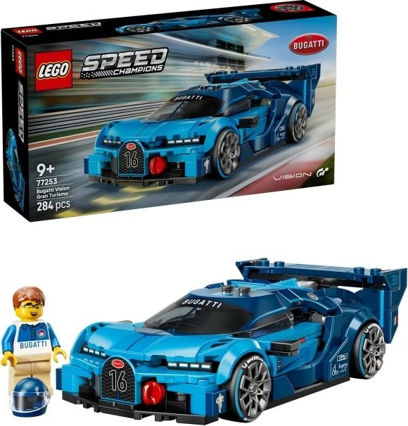 set konstruktues LEGO Speed Champions Bugatti Vision Gran Turismo 77253, 284 pjesë, për moshat 9+, blu
