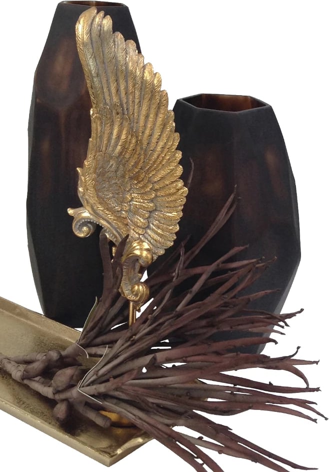 Dekor pendë, ngjyrë ari antik, 15x11x46cm