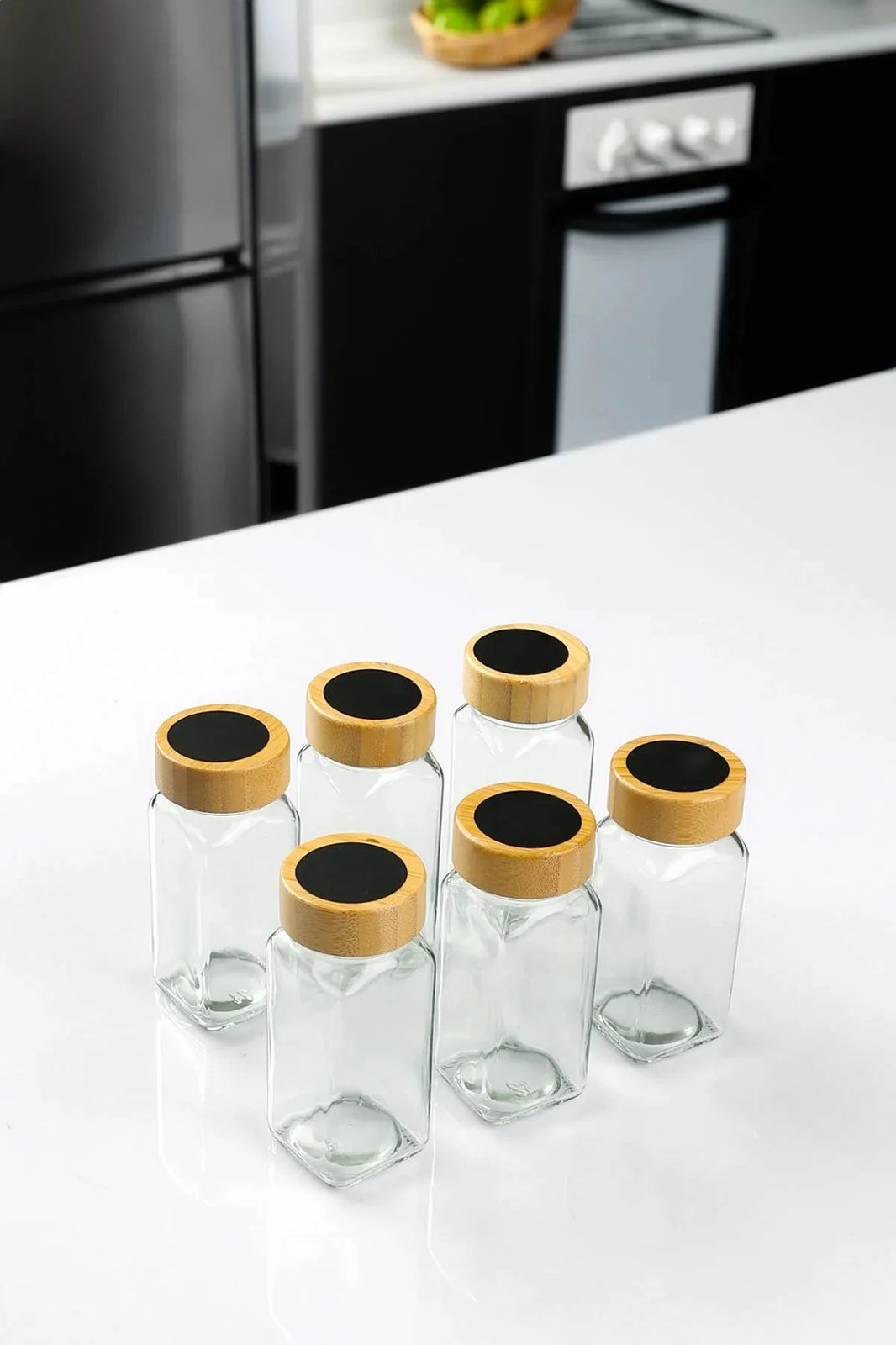 Set kavanozash prej xhami (6 copë), Hermia Concept, Bade-6Lıkarebaharat