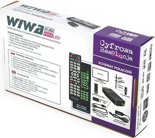 Tuner TV Wiwa H.265 MINI LED me telekomandë, i zi