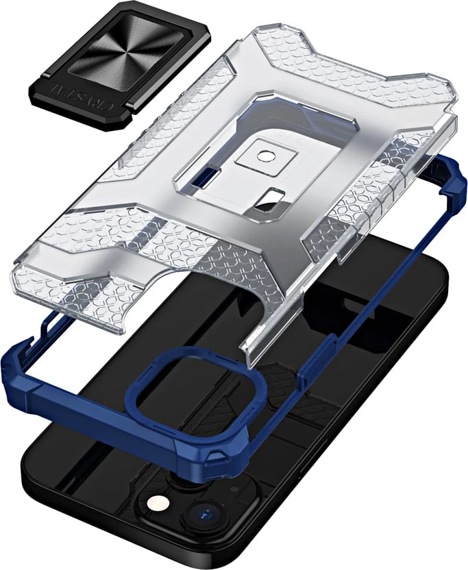 Mbështjellës Hurtel Crystal Ring Case për iPhone 12, me mbajtëse gishti dhe këmbë, Blu