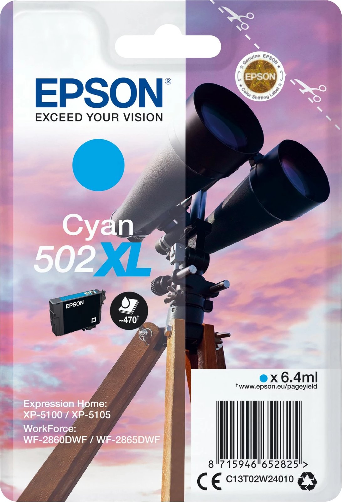 Toner Epson 502XL cyan, high yield, 6.4ml