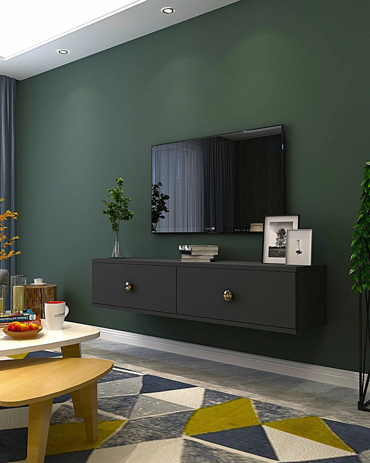 Komodë për TV, ngjyrë antracit dhe ari, Skye Decor Zuzu 120