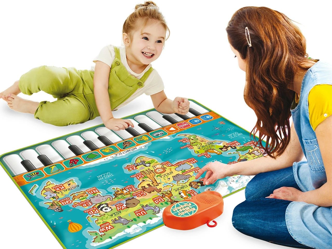 Tapet muzikor Madej Music Mat Map, për fëmijë, shumëngjyrësh